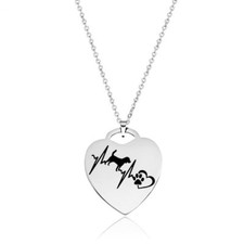 Beagle Dog Love Heartbeat Fashion Heart Shaped Stainless Steel Pendant Necklace