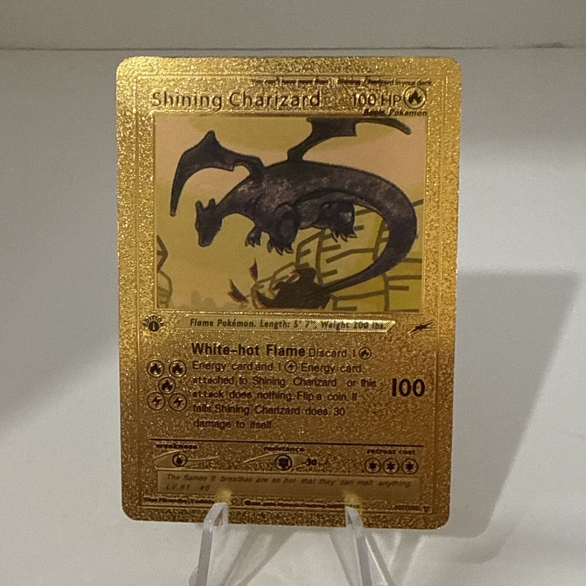 Shining Charizard 107/105 Fan Gold Foil Pokemon Card First Edition