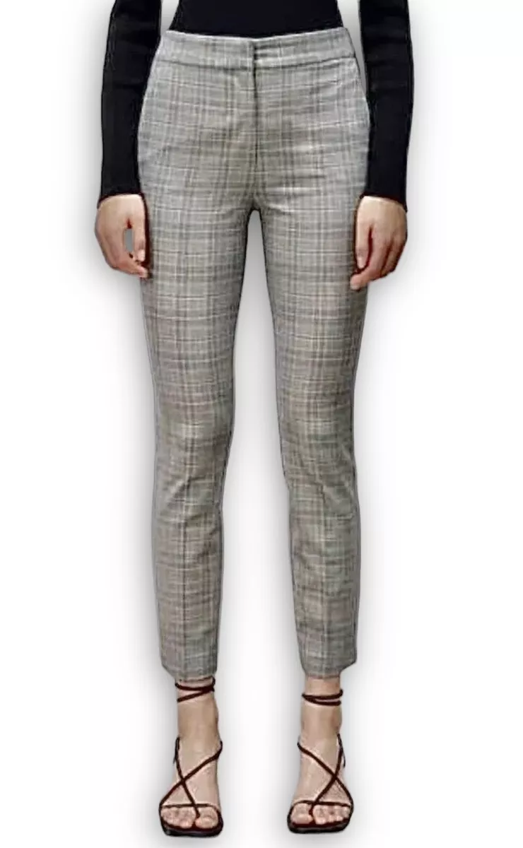 ZARA WOMEN NWT HIGH-WAISTED Houndstooth Check Plaid Cropped Cigarette Pants  4 10 | eBay