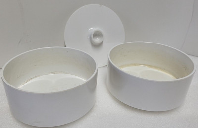 Heller Max 1 by Massimo Vignelli Made Italy White 2 Bowls & 1 Lid MCM Vintage 5''
