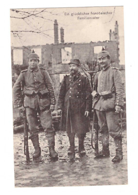 Postcard Prisoner Frenchman --A Happy French Family Man--