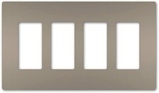 RWP264NI -RADIANT FOUR GANG SCREWLESS WALL PLATE - NICKEL FINISH
