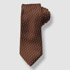 Perry Ellis Portfolio Men's Orange Geometric Diamond Cavert Neck Tie Size 58x3