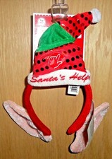 Holiday Time LIGHT-UP Red Sequin w/Pink Elf Ears Santa's Helper Headband