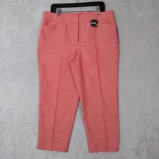 NWT Counterparts Capri Pants Women 14 Coral No Gap Waistband Casual Colorful