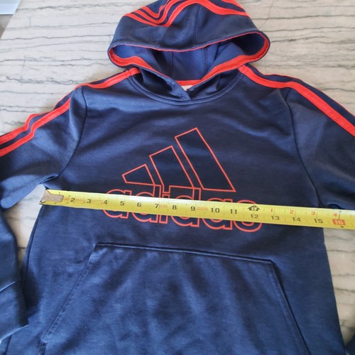 Adidas Boys Navy Blue and Orange Logo Athletic Pullover Hoodie Size M 10-12 - Picture 6 of 9