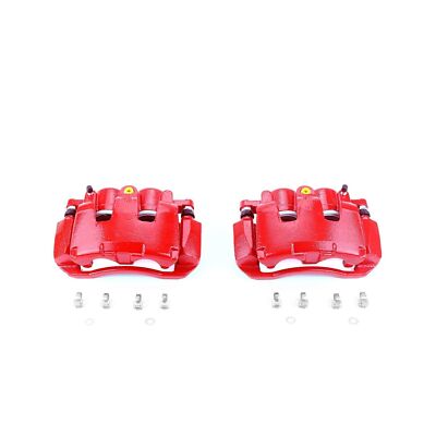 Power Stop S5054 Front Pair of High-Temp Red Powder Coated Calipers For 2007-...