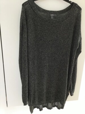 esprit oversized long pullover s (38/40) lurex schwarz multicolor glam