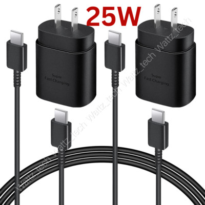 25W PD Fast Wall Charger Type USB-C Adapter Cable Charger For Samsung S20 S21 22