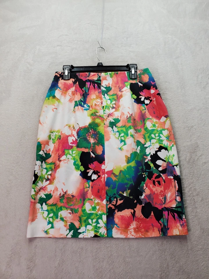 Falda recta y lápiz Worthington para mujer talla 12 multi floral algodón cremallera trasera Foto 2 de 4