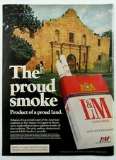 1976 L&M Filter King Cigarettes Magazine Ad - The ALAMO Texas