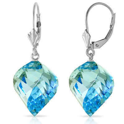 14K. LEVERBACK OHRRING TWISTED BRIOLETTE BLAUTOPAS (Weißgold)