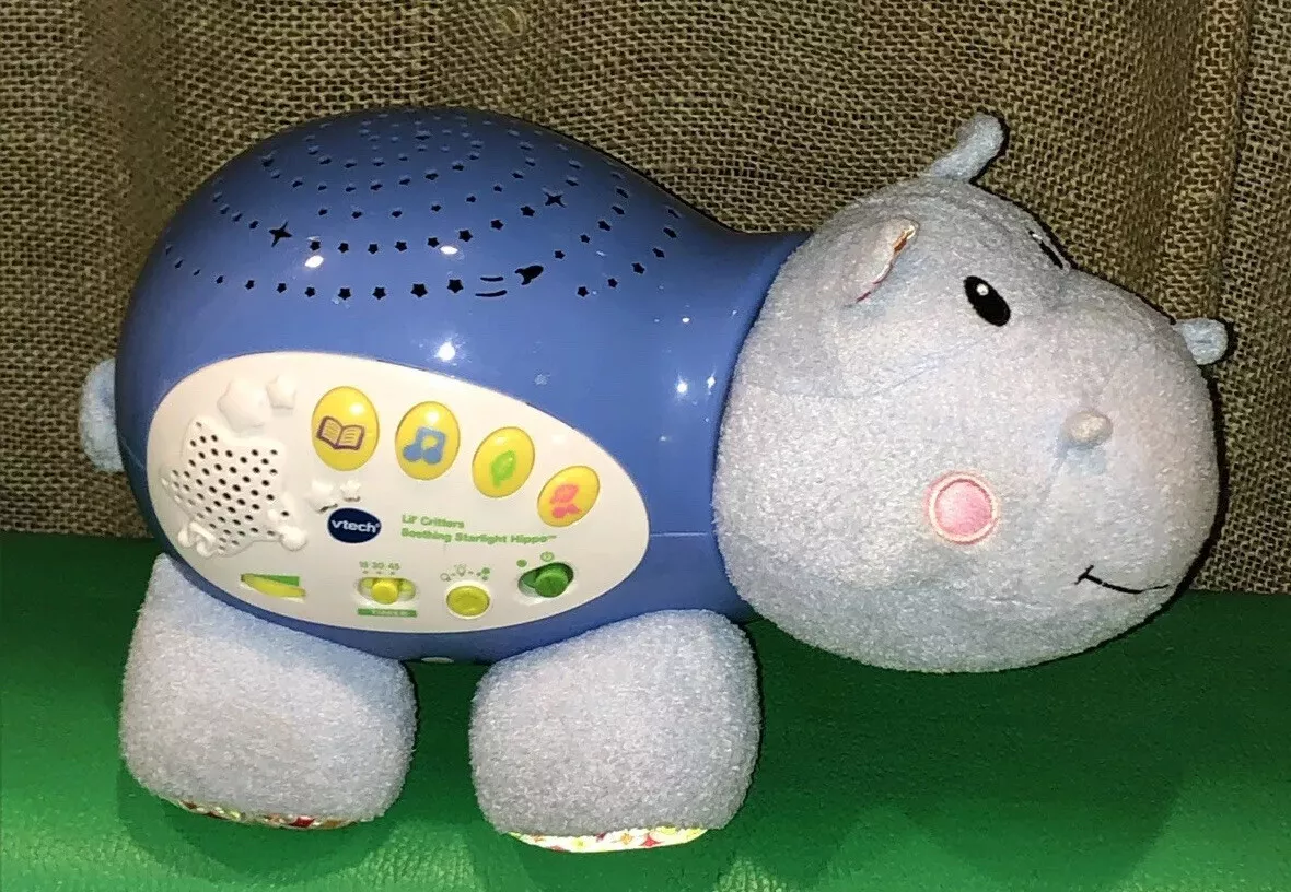 EUC VTech Lil Critters Soothing StarLight Hippo Blue Nightlight Music Infant