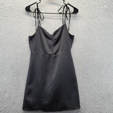 BP Satin Slip Dress Black Mini Little Black Dress Sleeveless Sz Medium M Lined