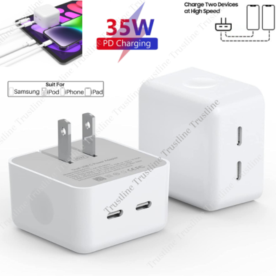 Caricatore Rapido Da Parete 20W Con USB-C E USB-A - Compatibile IPhone, Samsung Galaxy, Bianco, QC 3.0