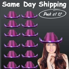 LED Light Up Flashing Sequin Cowboy /Cowgir Hats Purple - 12 Hats BY Party Glowz