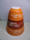 Vintage Pyrex Autumn Harvest Wheat Cinderella Mixing Nesting Bowl Set 401 02 03