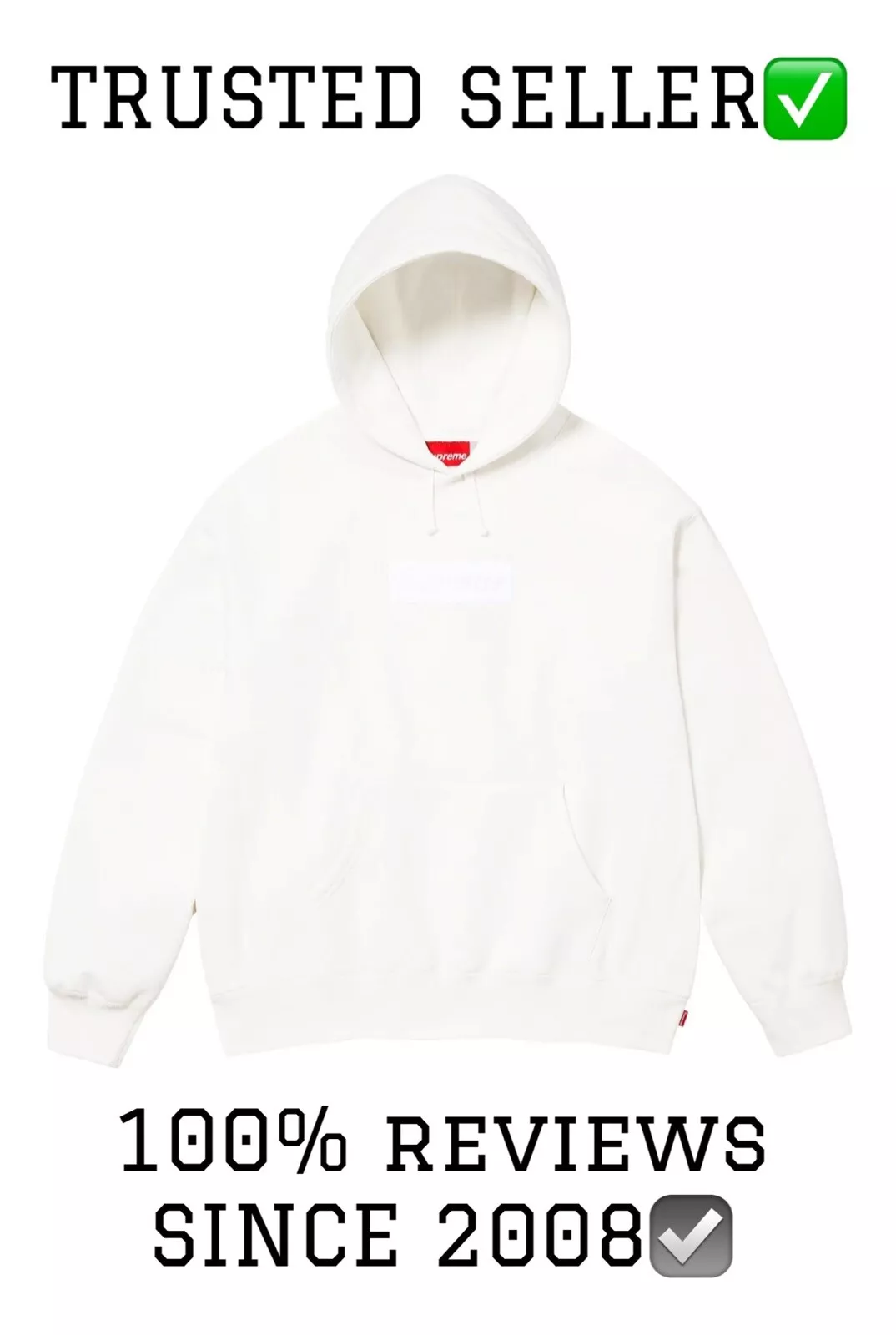 COMMANDE CONFIRMÉE✅ MEDIUM Supreme Box Logo Sweat à Capuche Blanc FW23 BOGO 2023
