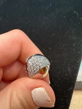 #2618 Silver 925 Unique Slide Pendant with CZ gems.