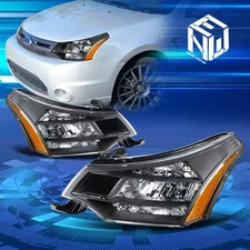 For 08-11 Ford Focus Sedan/Coupe Black/Amber Corner OE Style Headlight Lamps