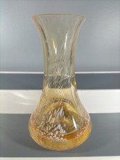Cathness Vintage Scottish Glass Vase Amber And White Swirls Beautiful 4.8"