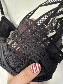 Agent Provocateur &lsquo;Tina&rsquo; Wired Lace Bra 34B Mesh Silk Black 2014 Collection Rare