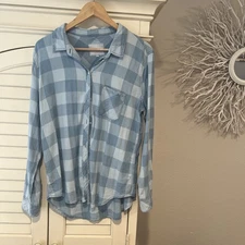 Rails Women's Long Sleeve Blue Plaid Size Large