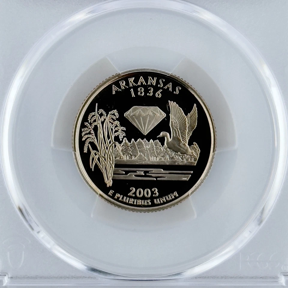 Arkansas Quarter PR70DCAM 2003-S PCGS Clad Best Top Grade 25c State Flag Label - Image 3 of 4