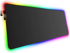 RGB Gaming Mouse Pad, Large Mousepad with Led Light, PC Gaming Accessories Black
