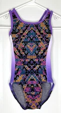 GK Elite Simone Biles CS Gymnastics Dance Leotard Child Small Purple Ombre Print