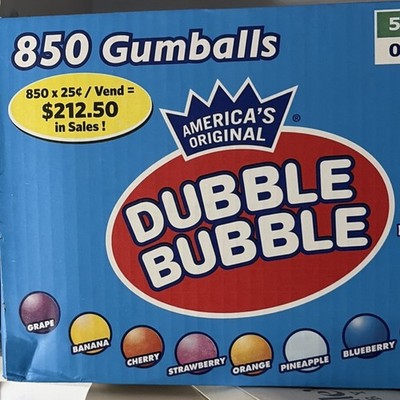Dubble Bubble 850 Gumballs Assorted Flavors Box Pantry Gum Balls