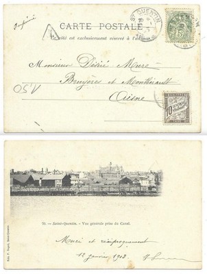 Frankreich - Portomarke MiNr. 29 – (mit Frankreich MiNr. 90) vom 12.01.1903
