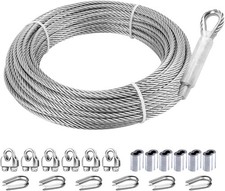 3/16 Stainless Steel Cable, 25ft Wire Rope, 7X 19 Strands, 25ft, argent 