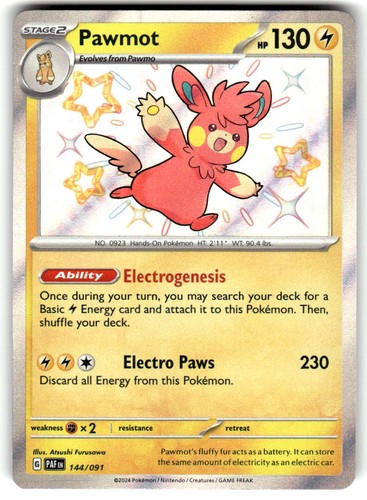 Pawmot 144/091 Shiny Rare Paldean Fates Near Mint