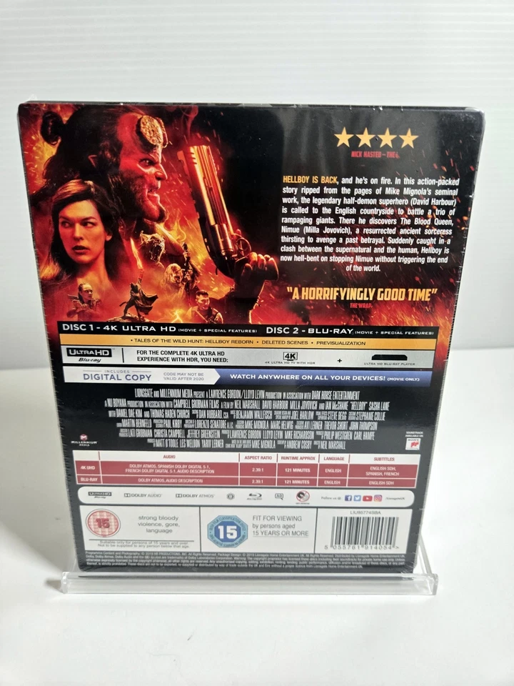 Hellboy w. Steelbook (4K UHD + Blu-ray, UK Import, Region Free) *NEW/SEALED* - Image 2 of 3