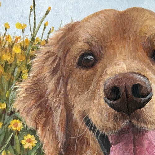 Golden Retriever Original Acrylic Painting Pet Portrait Animals Dog 10x8 inc Ⓣ - Picture 3 of 5