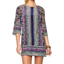 Lilly Pulitzer Women’s Sz 6 Navy Green Pink Silk Not Too Catty Rylee Shift Dress