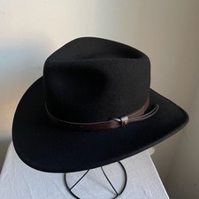 Dorfman Pacific Scala Classico Outback 100 Wool Black Hat Men Medium