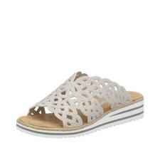 Rieker Damen Pantolette Beige V0689-63 Schuhe...
