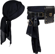 Pirate Costume Pirate Head Scarf Bandanas Belt Waist Sash Medieval Belt Pouch Co