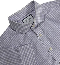 Charles Tyrwhitt Dress Shirt Men's 16.5/33 PURPLE White Gingham CLASSIC FIT
