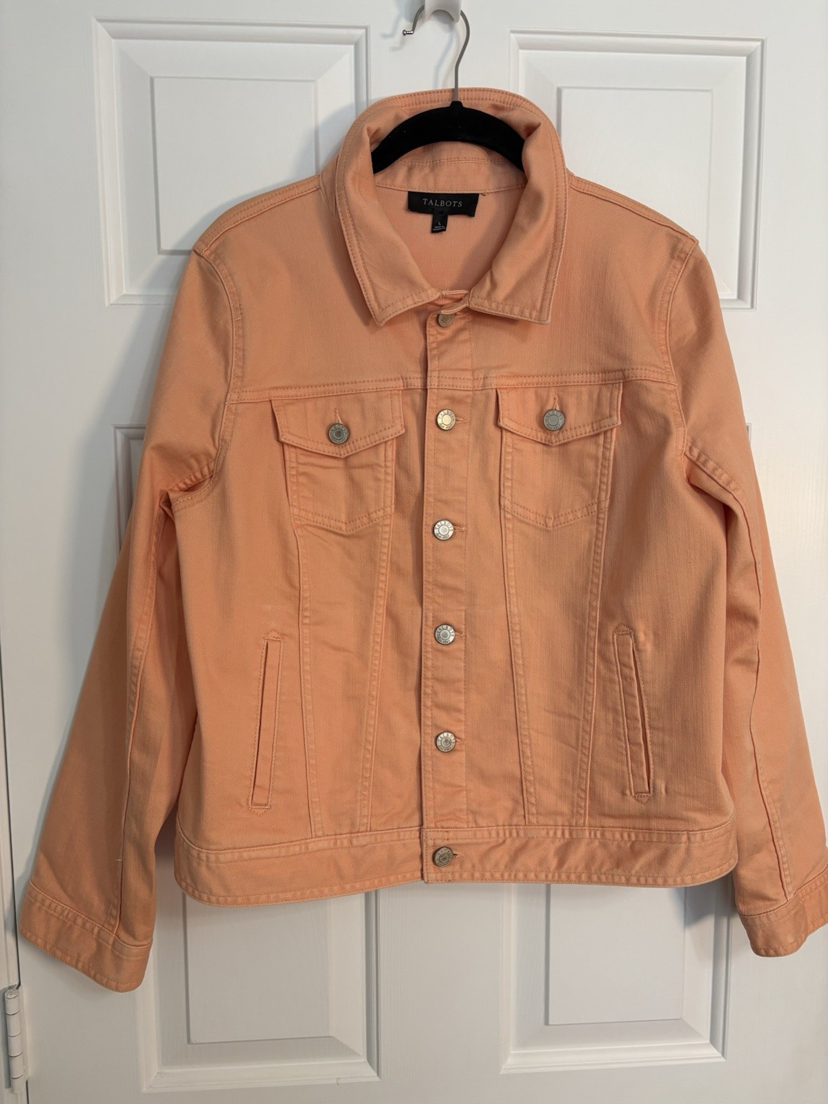 Talbots Peach Basic Jacket Button Collared Pocket… - image 1
