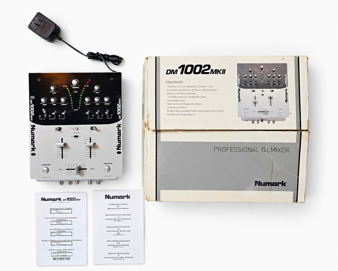 Numark DM1002MKII Professional DJ Mixer w/ Box Manuals Power Supply