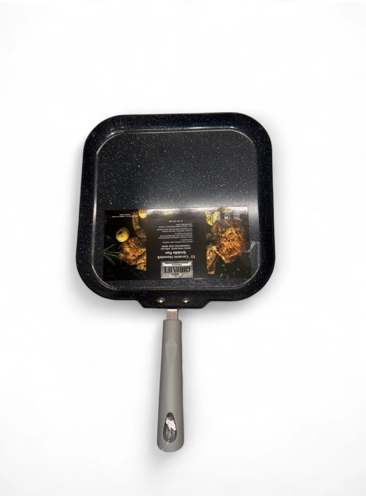 Gourmet Ceramic Non-Stick Square Griddle Pan, Black, Electric Gas Compatible