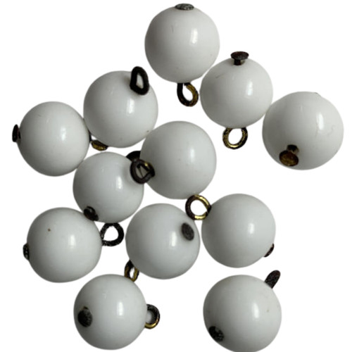 Set of 12 Vintage 1950s White Dangler Beads 10mm | Japan Jewelry Making Supply