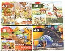 Melissa & Doug 48pcs Floor Puzzle Lot. Construction/Dinosaurs/Animals/Space 100%