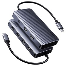 Docking Station Dual Monitor 2 HDMI, 7 in 1 USB C Hub with Dual HDMI 4K, PD C...