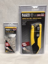 Klein Tools VDV226-005 Pass-Thru Crimper RJ45 w/ VDV826-703 Data Plug CAT6 50 pk