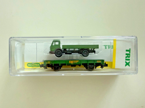 Minitrix Spur N Güterwagen SoMo Flachwagen 6264 Dortmunder Eisenbahn Wiking LKW | Condition: Neu