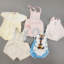 Vintage 50s 60s LOT OF 5 Infant Baby Outfit Overalls Romper Shorts 3-9MO